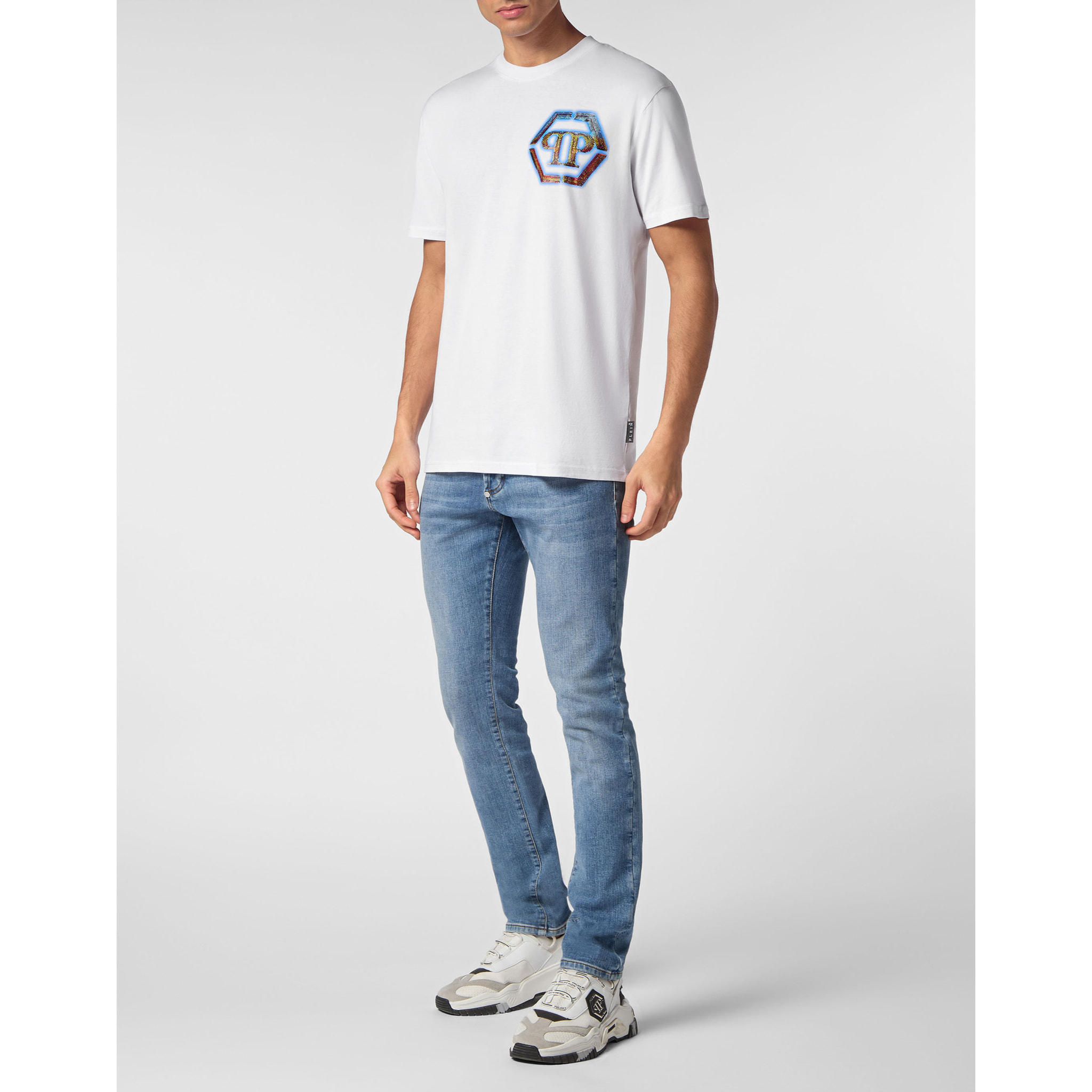 PHILIPP PLEIN Camiseta de cuello redondo y manga corta HEXAGON