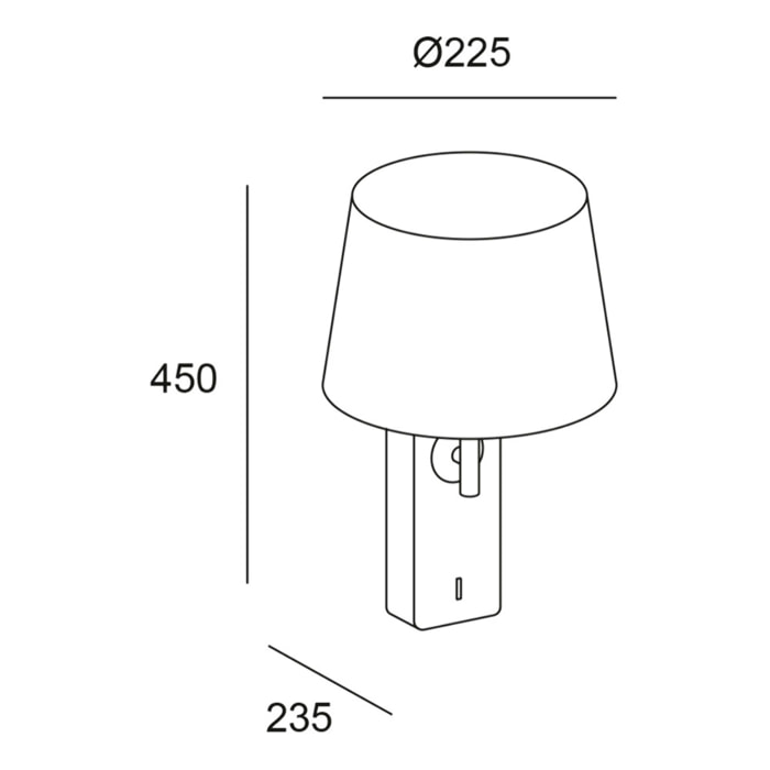 Forlight Aura - Aplique de Pared para Dormitorio E27 con Interruptor ON/OFF en la Base. Color Blanco con Pantalla de Textil