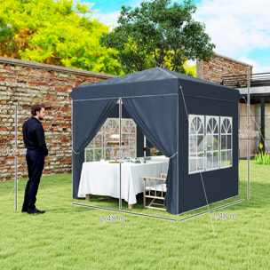 Carpa Plegable Pop-up Gazebo 2,5x2,5 m Cenador Plegable con 4 Paredes Laterales Anti-UV Altura Ajustable y Bolsa de Transporte para Camping Fiestas