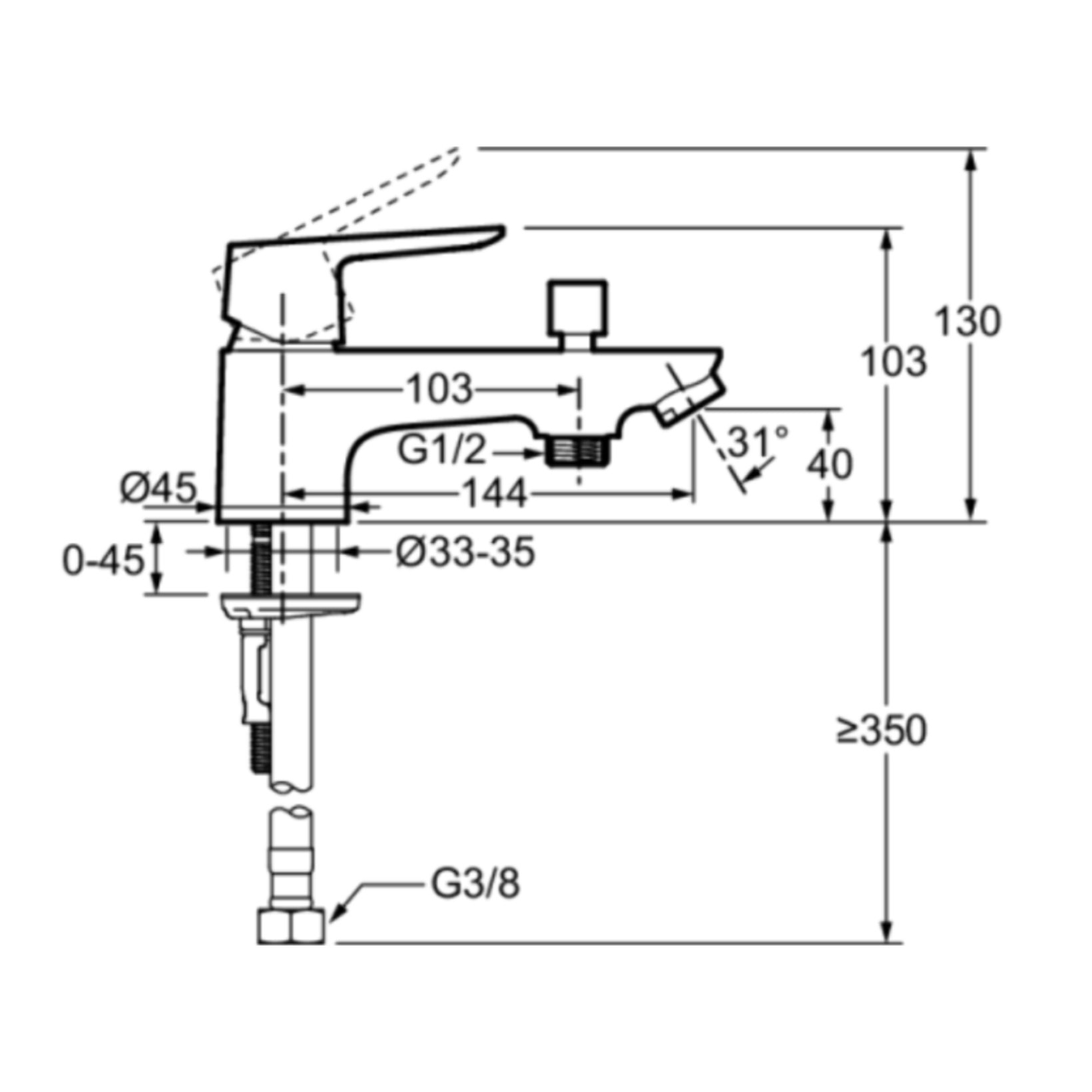 Mitigeur baignoire monotrou July+ chromé