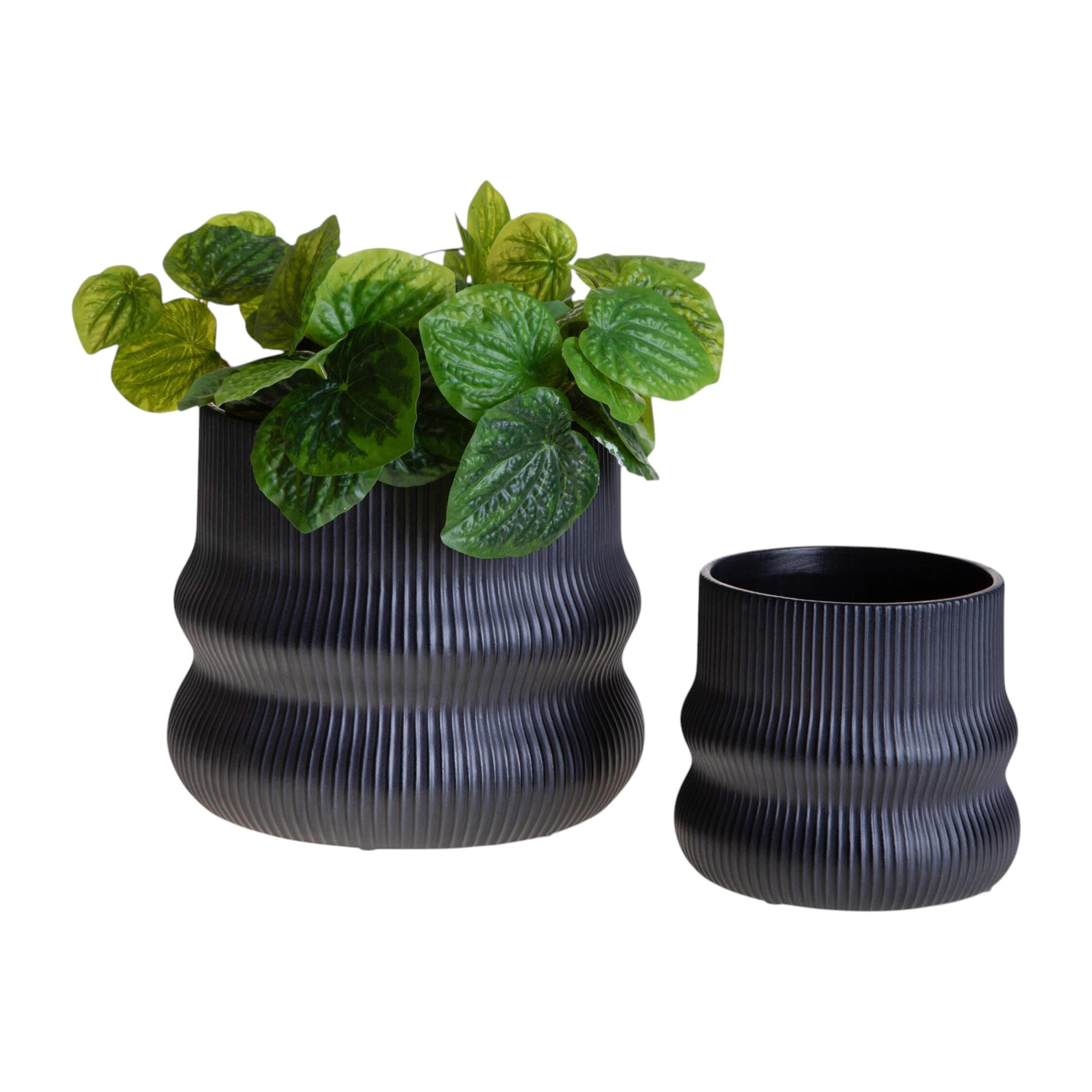 Set 2 vasi con righe - 22,5xH19x22,5cm - Pezzi 2 - Bianchi Dino SpA