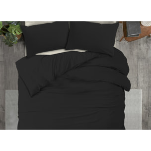 Copripiumino No Stiro Tinta Unita Bicolor Francesca Nero Nero