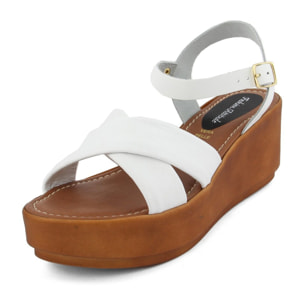 Sandali Donna In Pelle Colore Bianco-Altezza Tacco: 6,7 cm