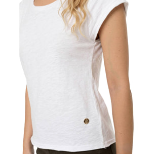 Camiseta de manga corta estilo safari urbano para mujer