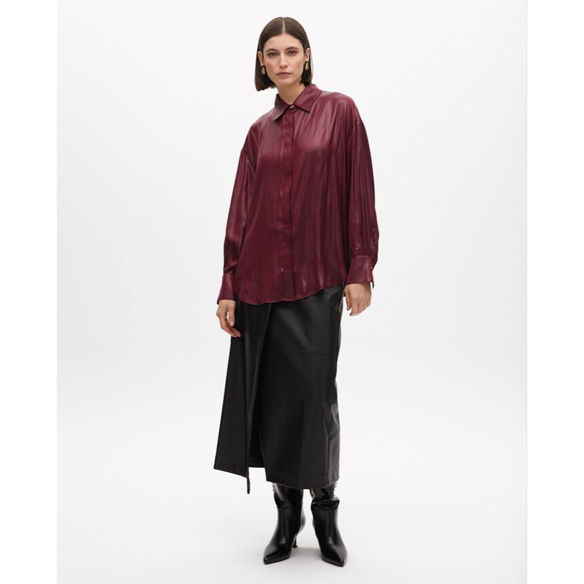 Camicia Oversize Effetto Cerato