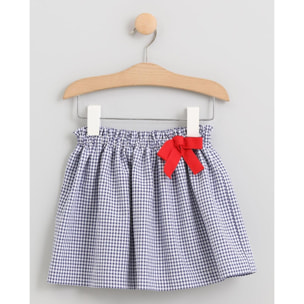 FALDA VICHY MARINO CON LAZO ROJO