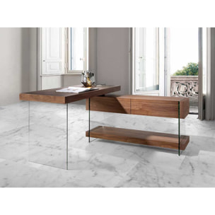 Escritorio – Nogal y cristal templado