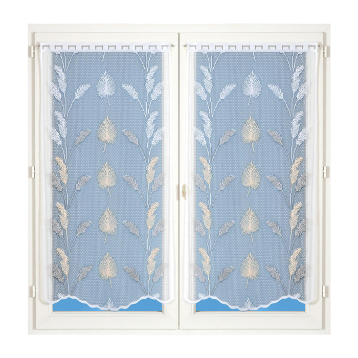 Paire de vitrages dentelle base ondulée feuillage - Doré