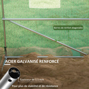 Serre de jardin tunnel 12 m² système d'arrosage intégré acier renforcé PE haute densité vert