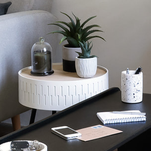 Table d'appoint coffre "Shiro" blanc D39cm