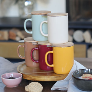 Tisanière en grès céladon avec couvercle en bois 350ml ANNA
