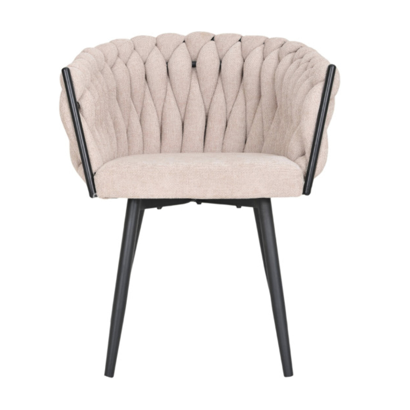Chaise en tissu beige avec accoudoirs et pieds en métal - MELODIE 2