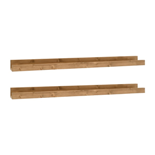 Pack 2 estantes de madera maciza flotante tono roble oscuro varias medidas