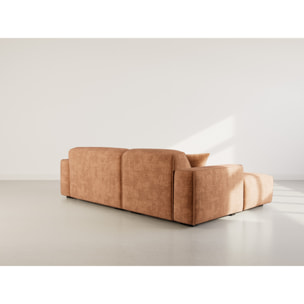 Lison - Canapé d'angle gauche 4 places en velours texturé - Terracotta