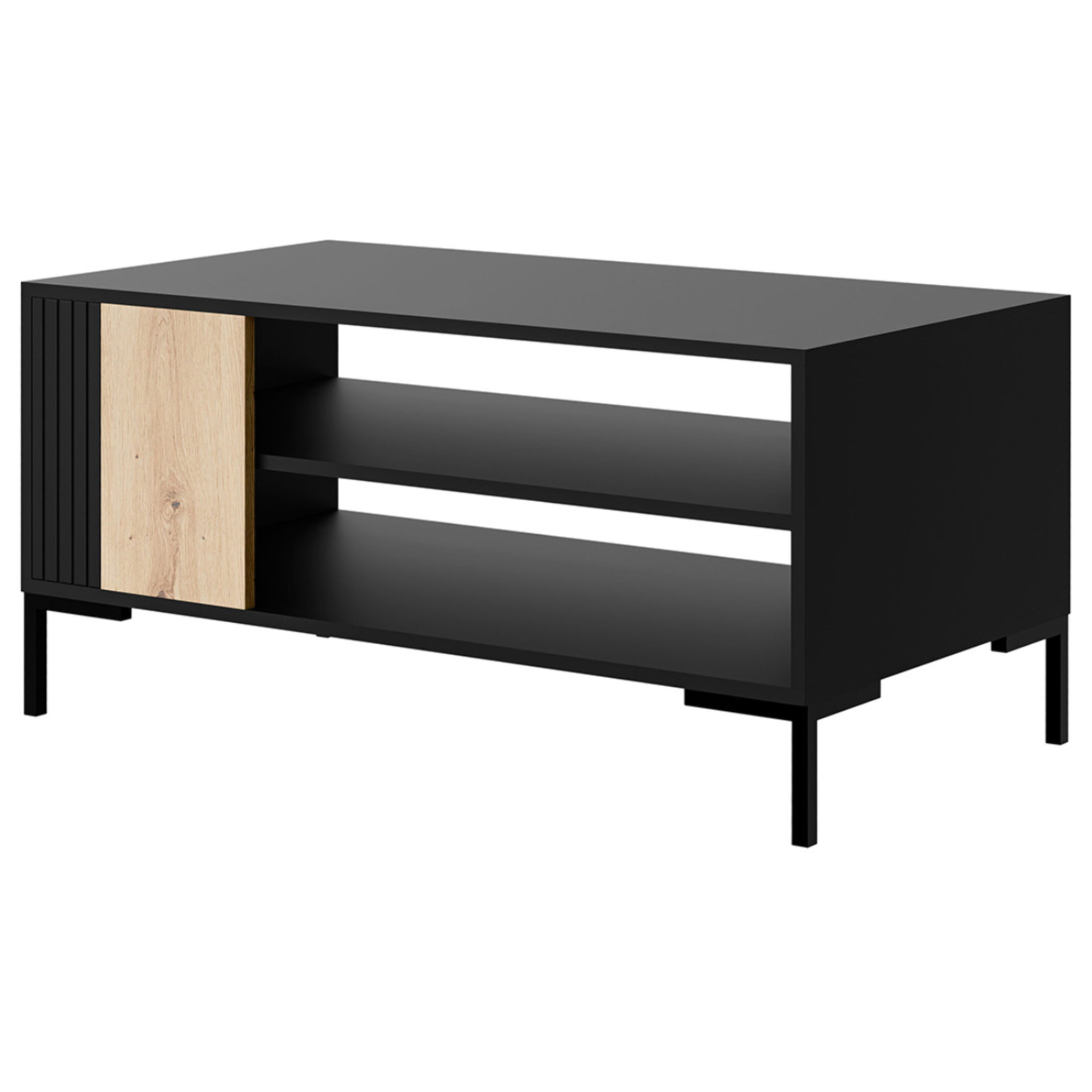 Cambridge - table basse - effet bois et noir - 2 niches - 100 cm - Noir / Bois