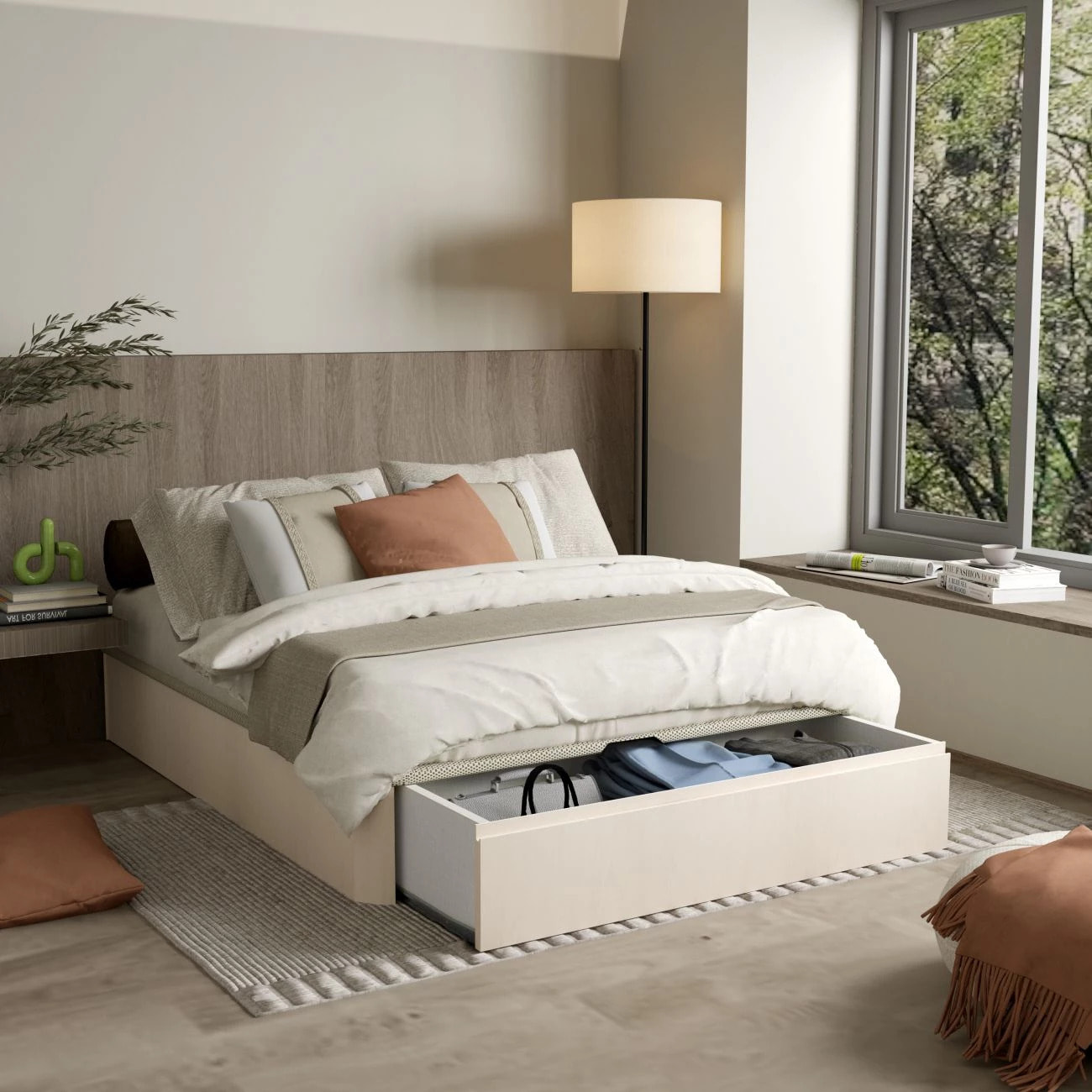 Canapé con cajón frontal en artic 150x190 cm Luxury Max 3D Artic