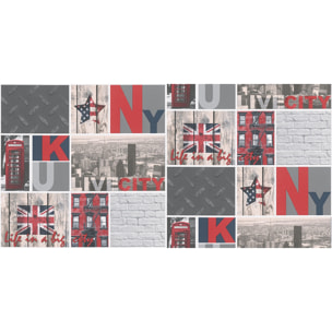 Papier peint 'NY&LONDON' - Rouge