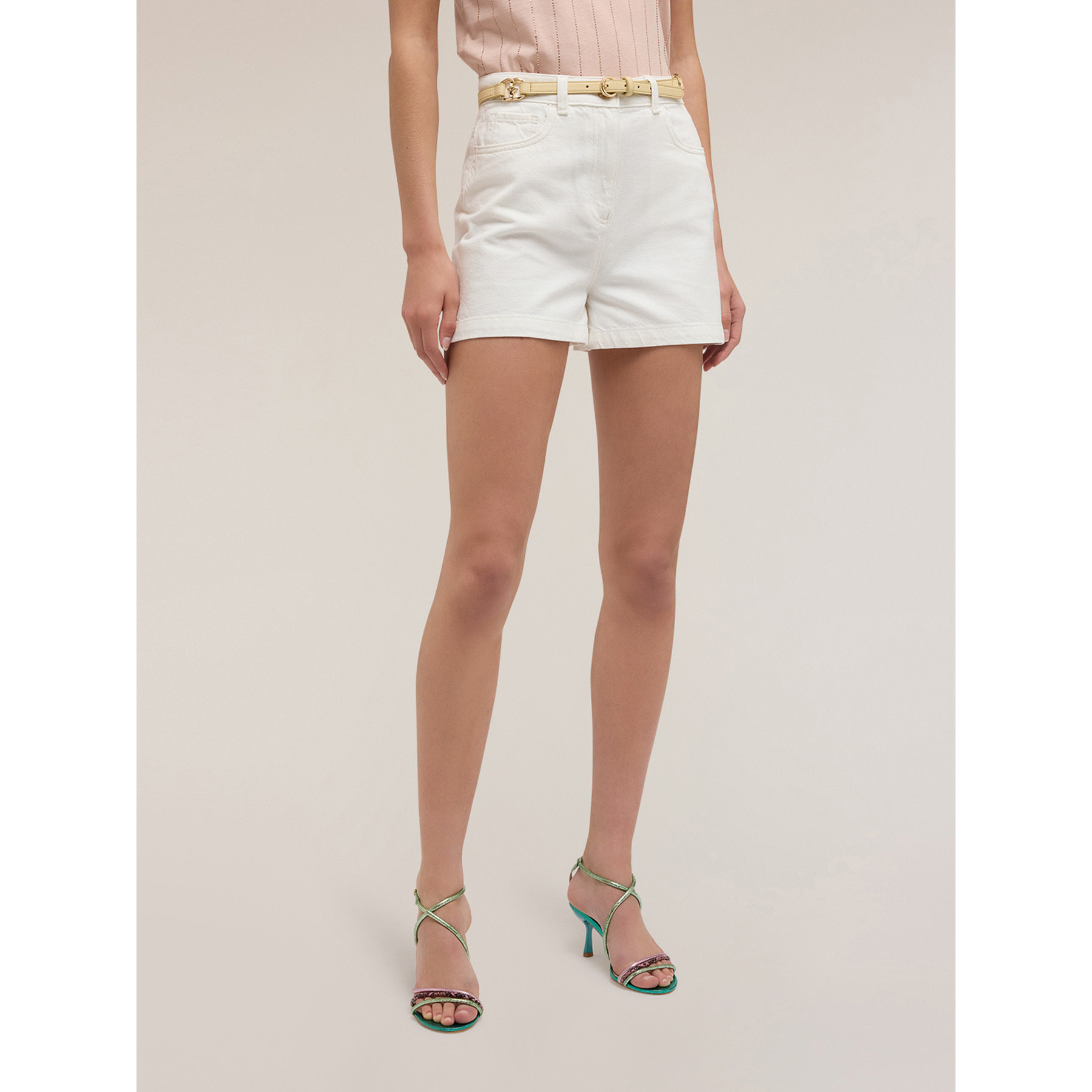 Motivi - Shorts in drill di cotone - Bianco