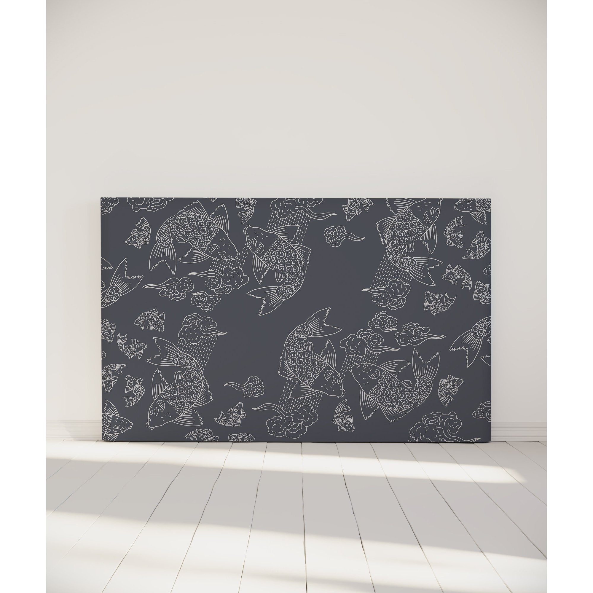 Tête de lit Banc de poissons | Coloris Gris | Largeur au choix
