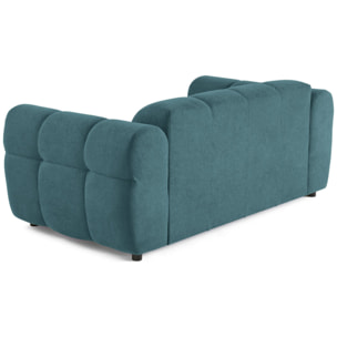 Ray - canapé droit 2 places en tissu texturé - Bleu grisé
