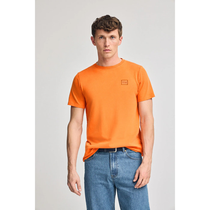 Camiseta naranja garment dye con detalle Polo Club