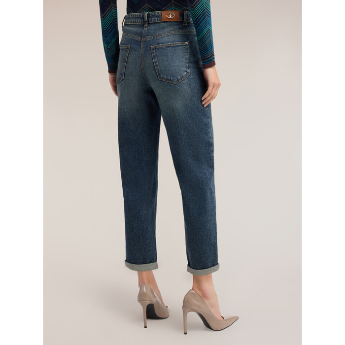 Motivi - Jeans boyfriend con risvolto - Blu