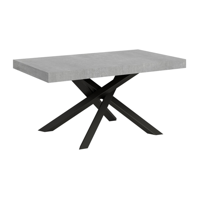 Table extensible 90x160/264 cm Volantis Gris Béton cadre Anthracite