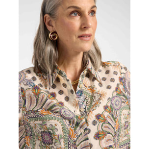 Elena Mirò - Camisa de muselina estampada con mangas de tres cuartos - Beige