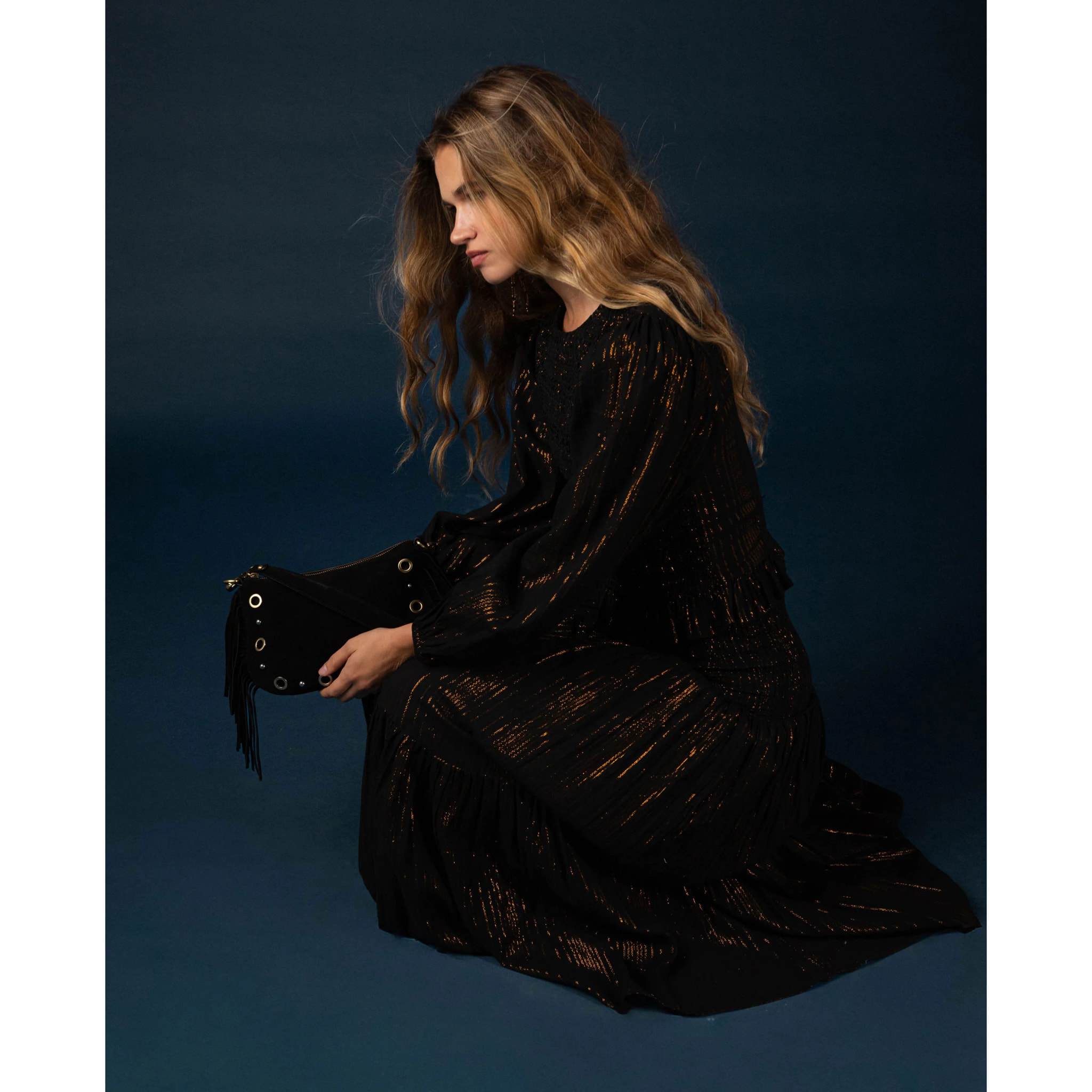 Falda con nido de abeja y fruncida de mujer