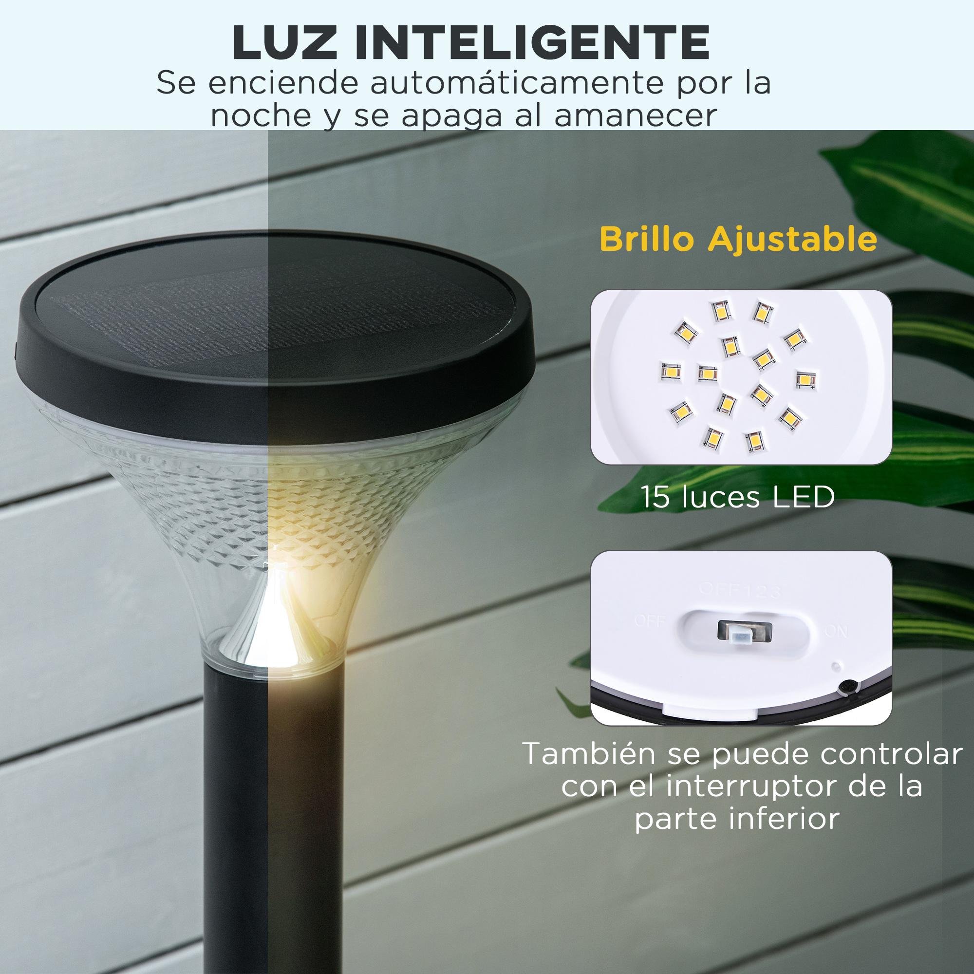 2 Lámparas de Camino de Pie 91,5 cm con Luces LED Solares y Sensor Crepuscular
