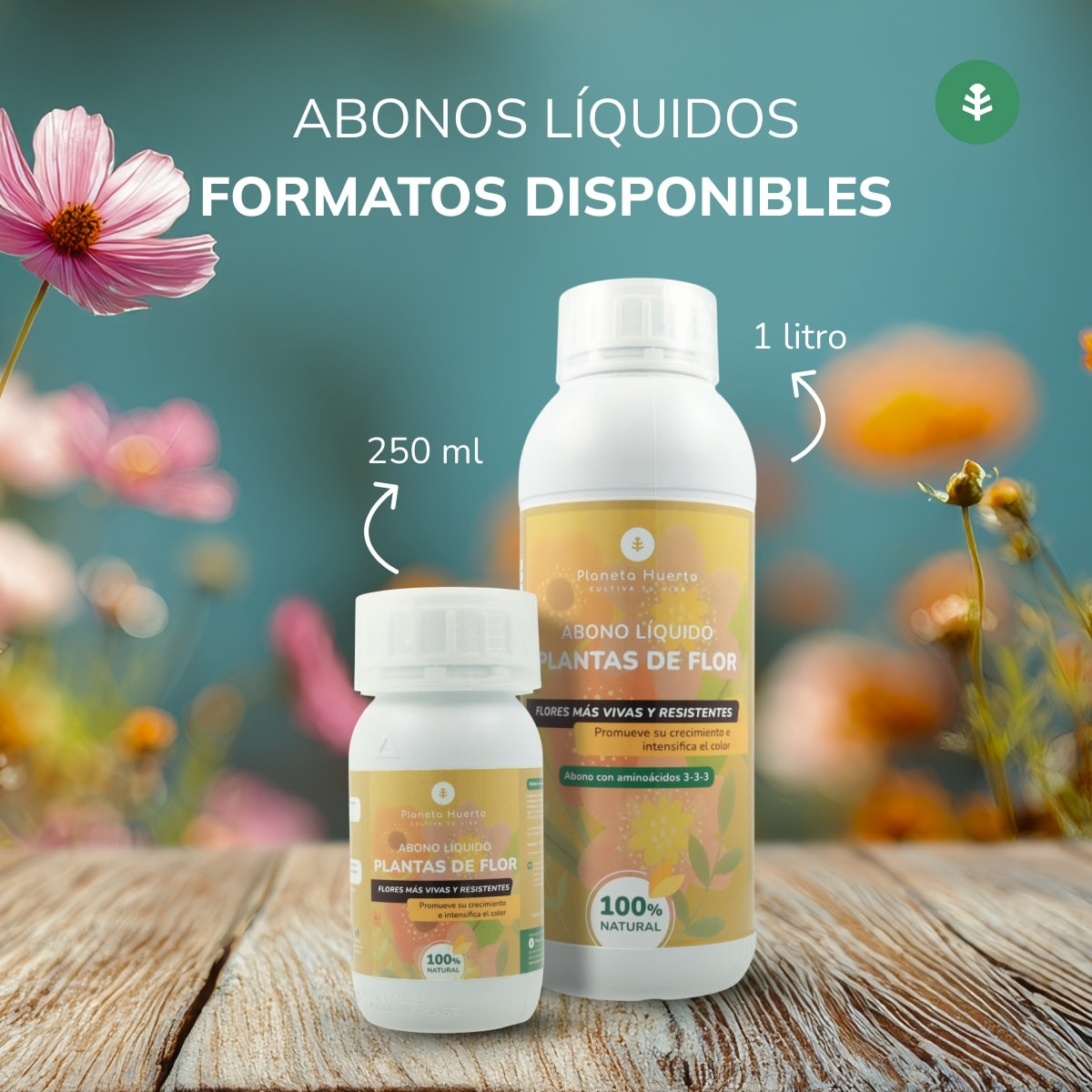 PLANETA HUERTO | Abono Líquido Plantas de Flor 250 ml Fertilizante Especial - Abono para el Crecimiento y Floración de Plantas de Interior y Exterior