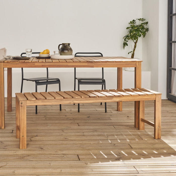 Banc 2 - 3 places en acacia du Vietnam. bois clair. intérieur / extérieur. 140cm
