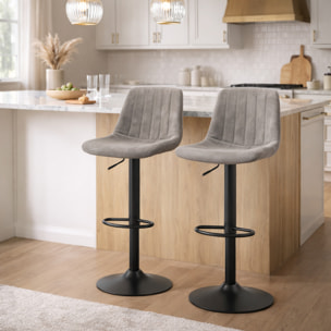 Lot de 2 tabourets de bar – Style vintage – Réglables et pivotants