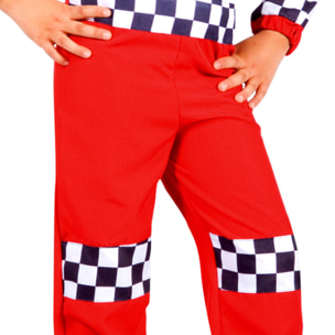 Costume Carnevale Pilota Formula 1 F1 Tuta Bianco Rosso Bambino