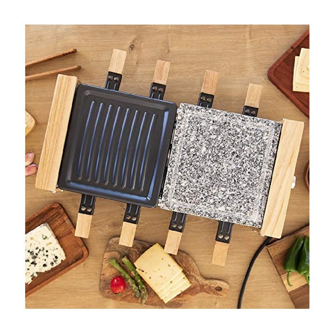 Raclette Cheese&Grill 8400 Wood MixGrill. Potencia 1200 W, Superficie mixta Gril