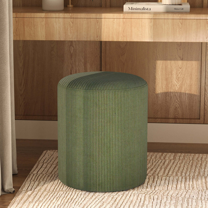 Pouf rond en velours côtelé vert - Lily