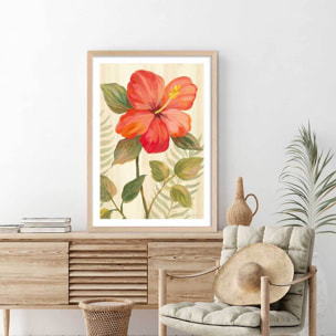 Poster Diamant d'hibiscus Affiche + cadre en bois - Chêne