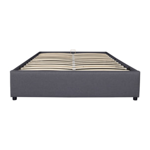 Lit coffre avec sommier Otto - Gris - Tissu