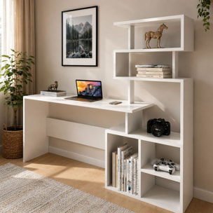 Bureau 190 cm avec étagères de rangement blanc ROPA