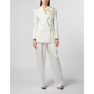 PHILIPP PLEIN Double-Breasted Satin Blazer Roses