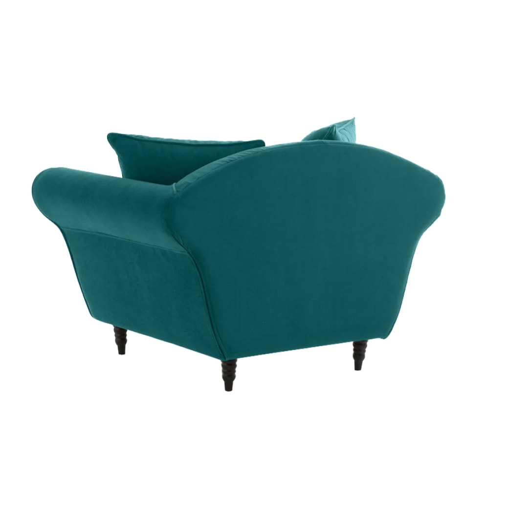 Fauteuil XL ALBA 130 cm velours Eucalyptus - 100% déhoussable - Fab. France