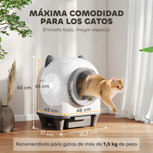 Arenero Gatos Autolimpiable 80L Arenero Autolimpiable Eliminación de Olores Control de APP Protección de Seguridad 1 Rollo de Bolsas de Basura