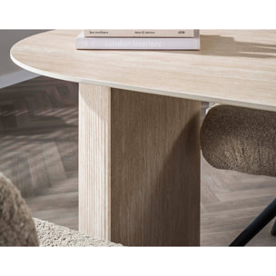 Maeva - table à manger - bois effet travertin - 6 personnes - Beige