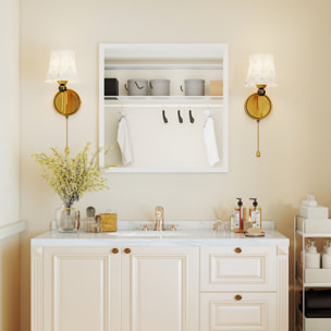 Miroir mural carré dim. 50L x 50H cm cadre bois blanc