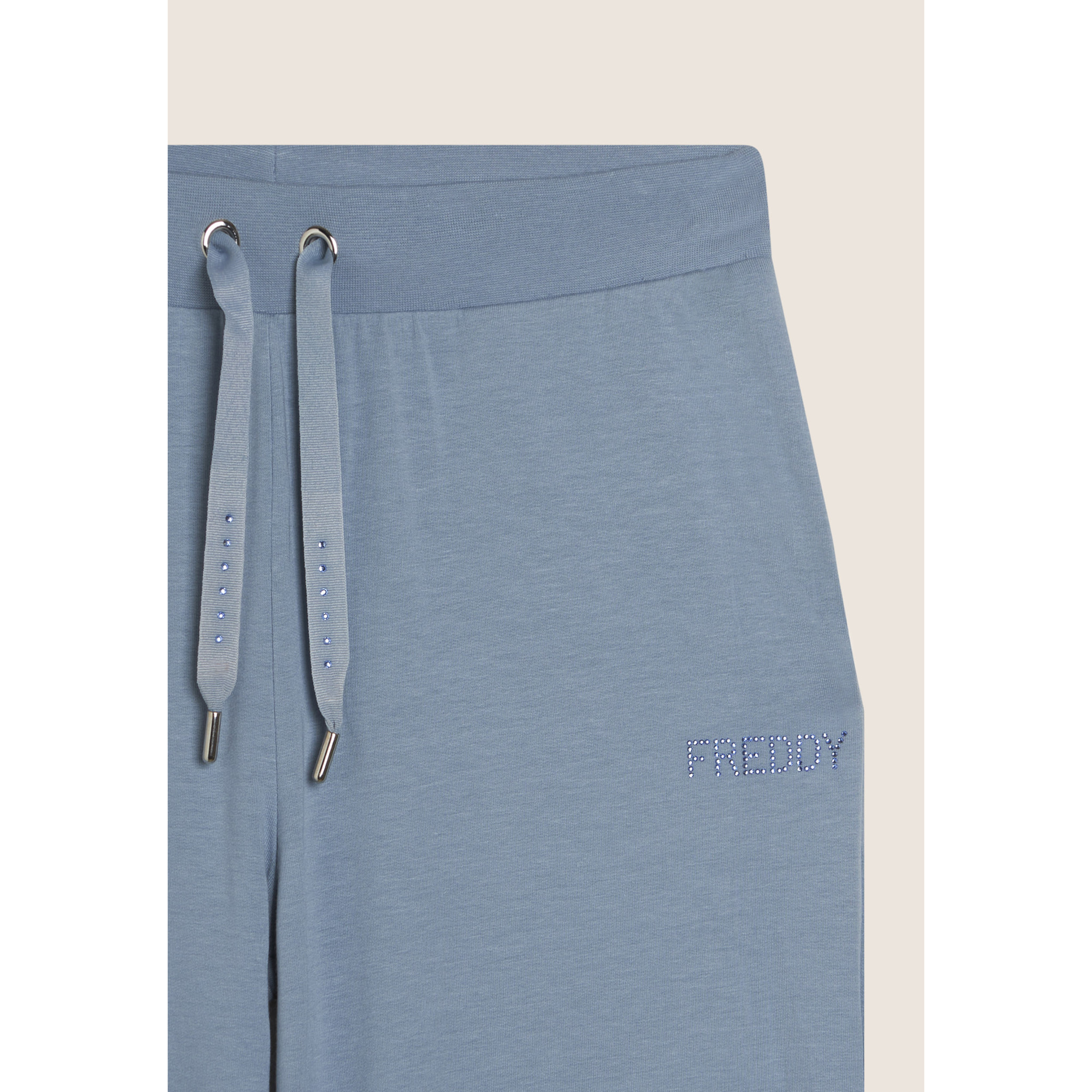 Pantaloni Sportivi con gamba Wide Leg e strass