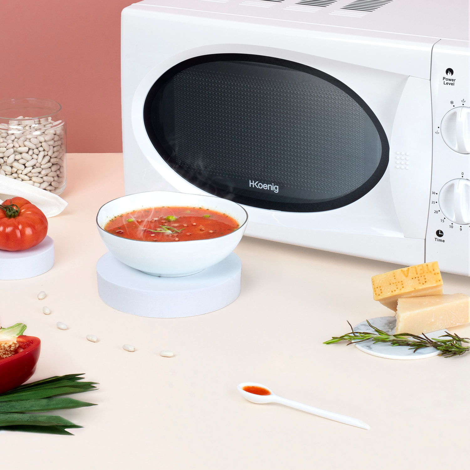 Microondas compacto 20L VIO6 Blanco, Potencia 700W, Plato giratorio 24,5cm, Multifunción 5 niveles de calor y función descongelar, Temporizador hasta 30min, Rápido, Encimera
