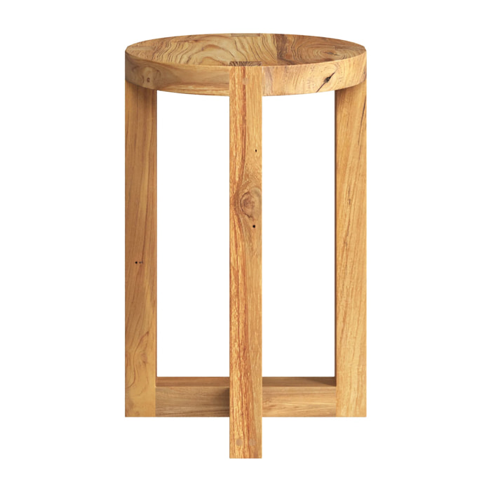 Tabouret rond en bois de teck recyclé H45,5 cm - Noé