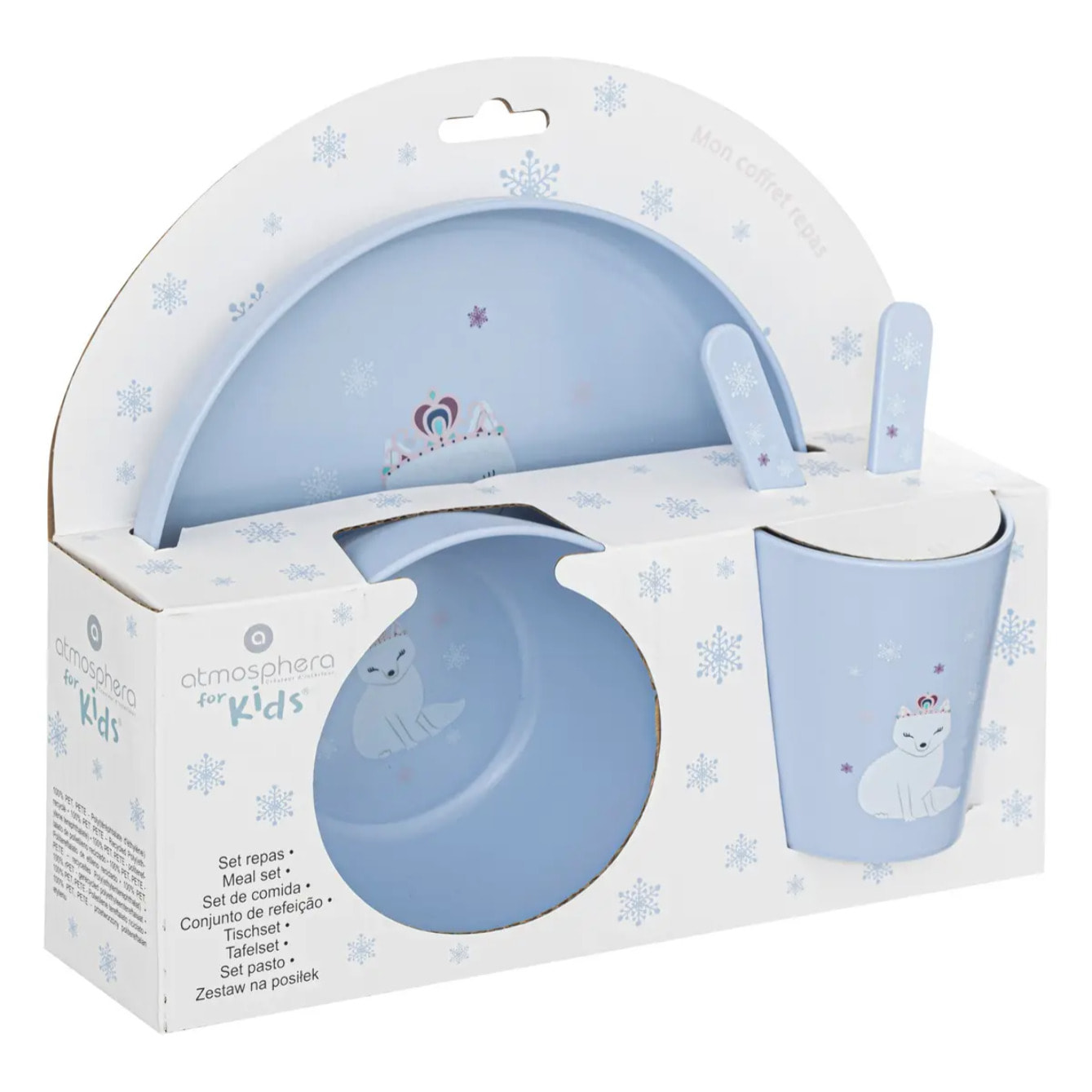 Set repas 5 pièces H19cm bleu