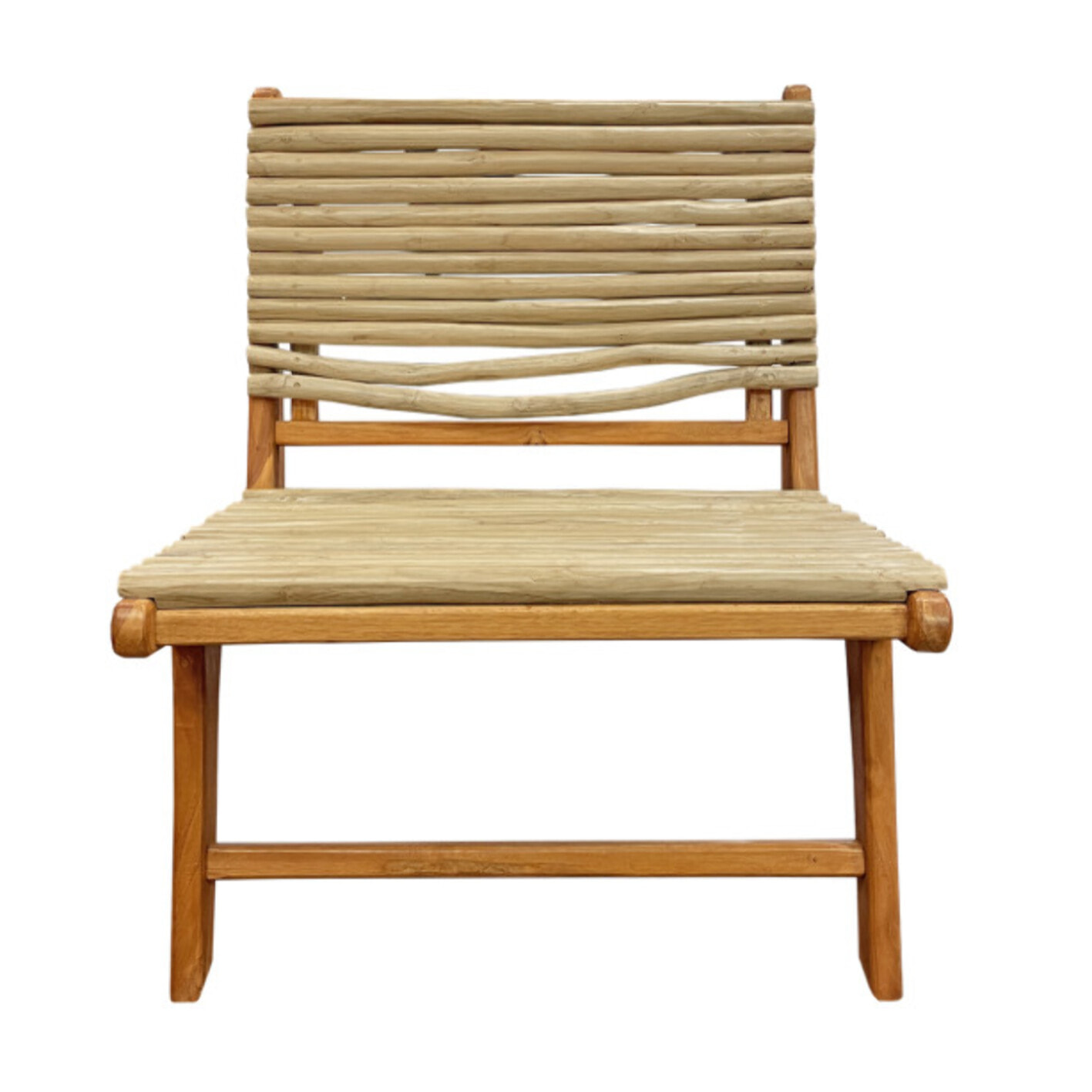 Fauteuil lounge teck massif et branches de bois flotté vernies - JESSIE
