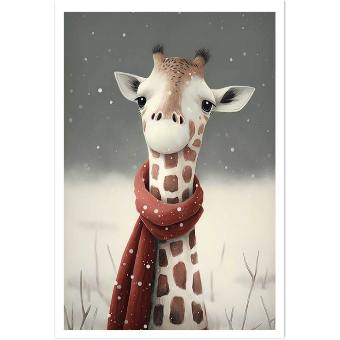 Affiche enfant girafe sous la neige  Affiche seule